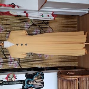 Double D Ranch Wear Sunny Golden Rayon Maxi Dress W/ Silver Buttons